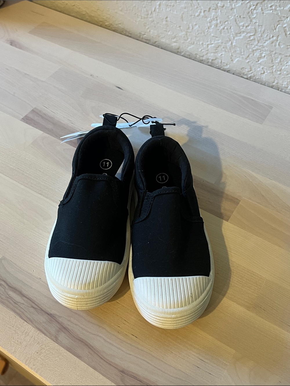 Cat & Jack Black Slip-On Canvas Kids Sneakers with White Toe